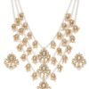 ZAVERI PEARLS Ethnic Kundan & Pearls Multi Layers Bridal Necklace Set For Women-ZPFK8689