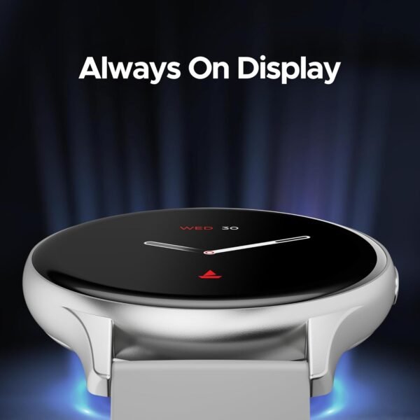 boAt Lunar Peak w/ 1.45" (3.6 cm) AMOLED Display, Advanced BT Calling, Always on Display, Cloud & Custom Watch Faces, in-Built Games, Stocks, SOS, IP67, Smart Watch for Men & Women(Silver)