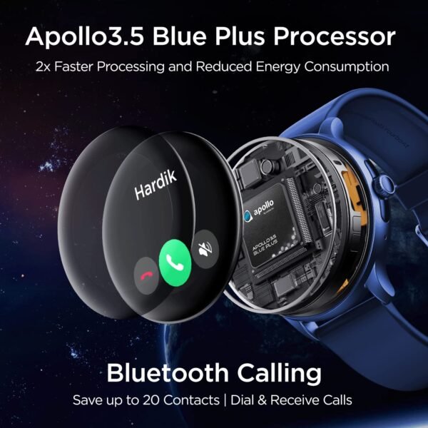 boAt Lunar Call Pro Smart Watch w/ 1.39 AMOLED Display, BT Calling,DIY Watch Face Studio, Coins, SensAI(Cricket Analysis),Apollo 3 Blue Plus Processor,Ambient Light Sensor(Deep Blue)
