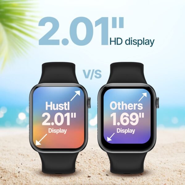 CrossBeats Hustl Smartwatch,Large Metal 2.01” TruHue™ HD Display, Dual Speaker Bluetooth BT Calling, 125+ Sports Mode,AI Voice Assistant,Fast SnapCharge™ Battery 8days,60Hz Refresh,Rotating Crown