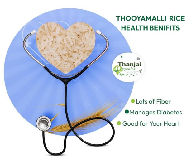 Thanjai Organics Thooyamalli Rice 3Kg | 1500g X 2 | Traditional Rice | Boiled Rice | Thoyamalli Arisi | Jasmine Rice