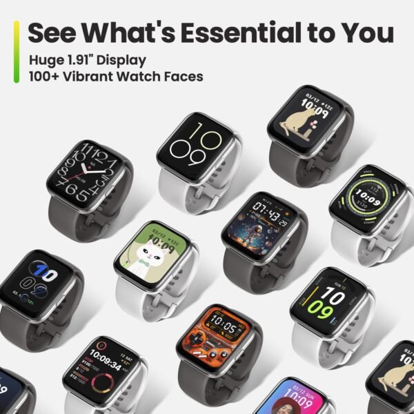 Amazfit Bip 5 Unity 46mm Smartwatch, Bluetooth Phone Calling, 120+ Sports Modes, 11-Day Battery, Watch Face, 24 Hour Health Monitoring, 1.91" High-Resolution Display, Android/iOS (Charcoal)