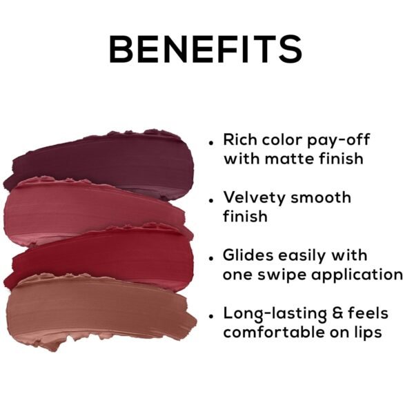RENEE Very Matte - Pack of 4 Matte Lipsticks | Intense Color Pay Off, Full Coverage Long Lasting Weightless Velvety Formula