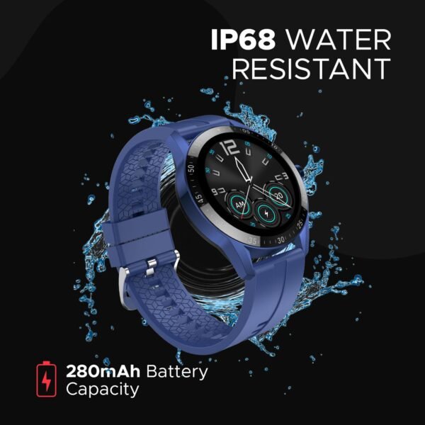 Fire-Boltt India's No 1 Smartwatch Brand Talk 2 Bluetooth Calling Smartwatch with Dual Button, Hands On Voice Assistance, 120 Sports Modes, in Built Mic & Speaker with IP68 Rating (Navy Blue)