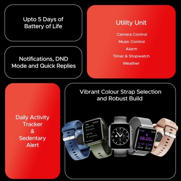 boAt Storm Call 3 w/Turn-by-Turn Navigation, 1.83" (4.6 cm) HD Display, Bluetooth Calling, Crest+ OS, QR Tray, Watch Face Studio, Coins, Emergency SOS Smart Watch for Men & Women(Active Black)