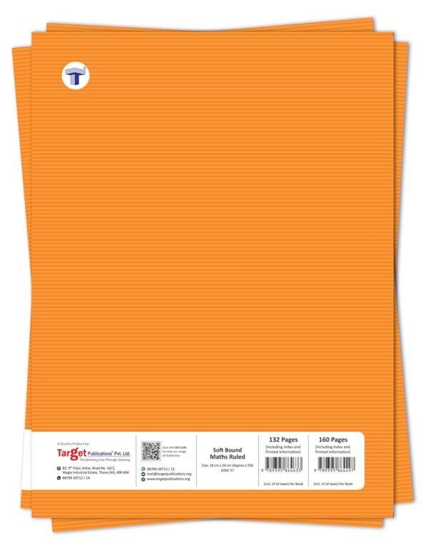 TARGET PUBLICATIONS Maths Ruled Line Notebooks | 18 x 24 cm | 160 Pages | Writing Copy | Useful for School and Office | Pack of 9 Books