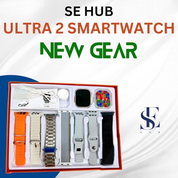 SE HUB Watch 8 Ultra 2 7 in 1-49 MM BT Calling Sports Mode Fitness 7 Belt with 1 Smart Watch for Men & Women Smartwatch (White)