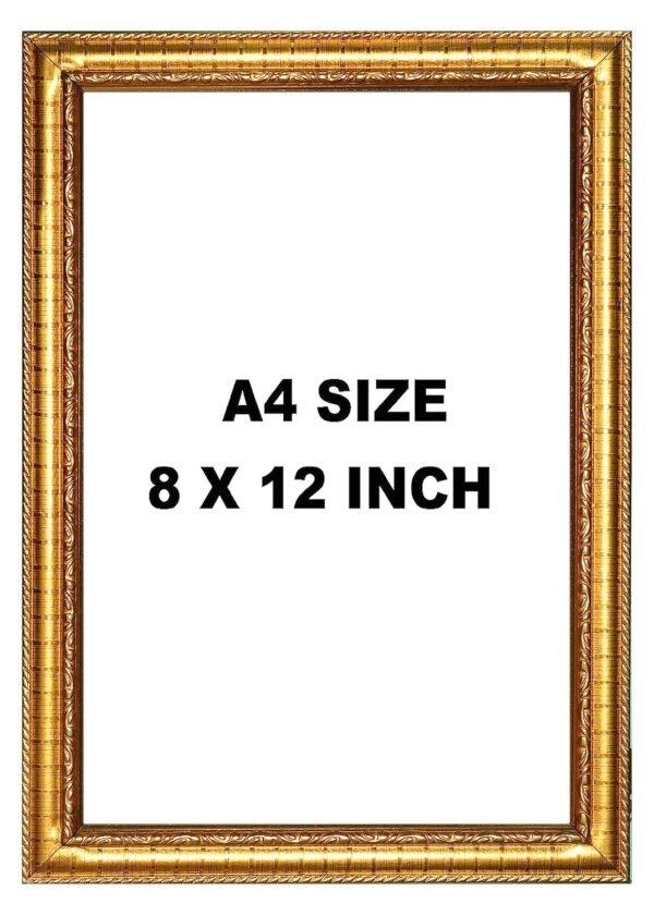 N-LINK PRINTS Lord Flying Hanuman Ji Photo Religious Framed Painting for Wall Poster for Pooja - Bajrangbali Frame Size 8x12 Golden