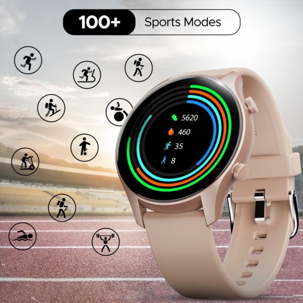 boAt Lunar Connect Plus Smart Watch w/ 1.43" (3.6 cm) AMOLED Display, 2.5D Display, Advanced Bluetooth Calling 100+, Always on Display, 100+ Watch Faces,Voice Assistant,IP68, HR & SpO2(Cherry Blossom)