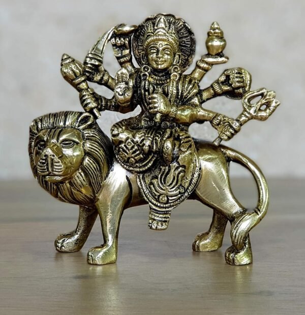 ESPLANADE Brass Maa Durga murti for Home Mandir and Home Decor (4.6 Inches)