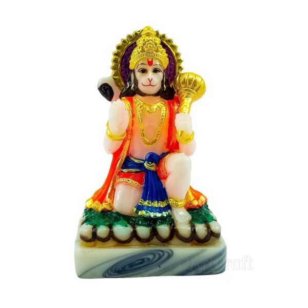 D ArtCraft Polyresin Lord Hanuman Idol, Hanuman ji ki Murti with Gada for Home Decor Bajrangbali ki Murti - Multicolor, 5.5 Inches (Pack of 1)