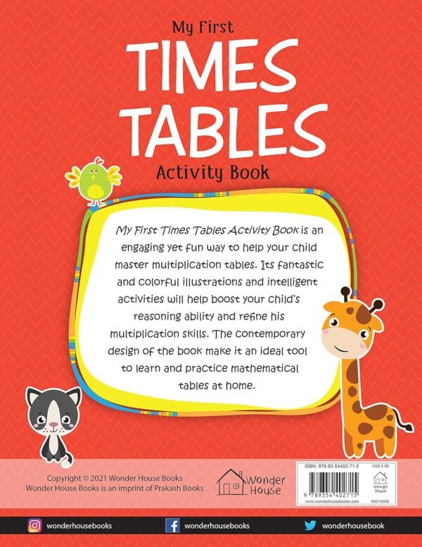 My First Times Tables Activity Book : Multiplication Tables From 1 - 20 with Fun and Easy Math Activities for Children