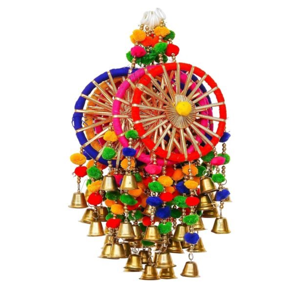eCraftIndia Gota Patti Bangle & Bells Decorative Wall Door Hangings Latkan Toran for Main Door Entrance, Pooja Room- Wedding, Ganpati Navratri Diwali Decoration Items for Home Decor (Pack of 12)