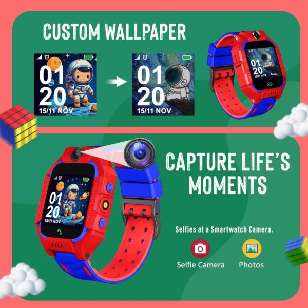 PunnkFunnk Kids Calling Smart Watch for Boys & Girls | 2-Way Voice Calling & Message | Sim Card | Selfie Camera | Parent Control App | Voice Chat | Long Battery Life | LBS Location Tracking (Red)