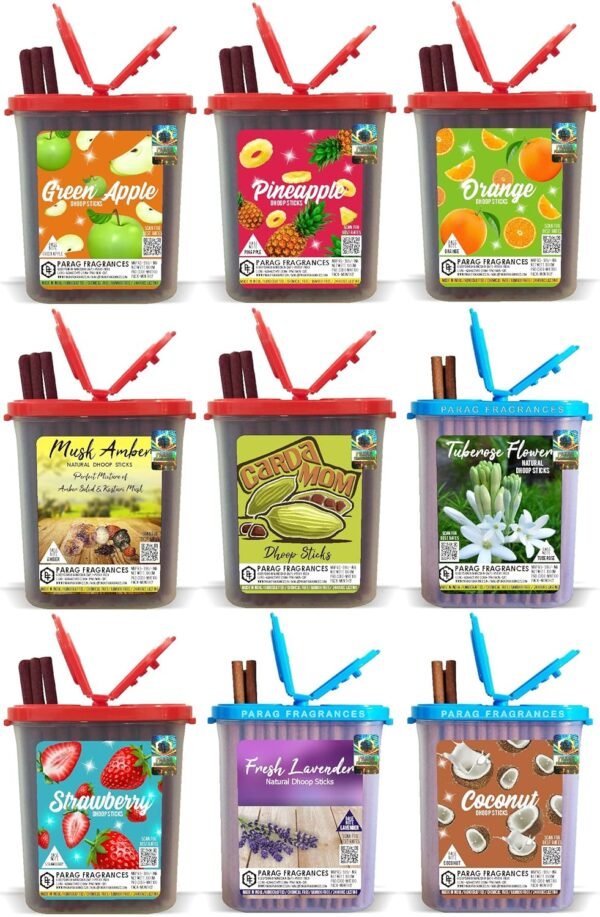 Parag Fragrances Herbal & Natural 5 in 1 Dhoop Sticks 250Gm Pack/Rose, Sandalwood, Mogra, Camphor & Kasturi / 50Gram Each/Economical Monthly Pack Dhoop Sticks for Puja & Home Fragrance