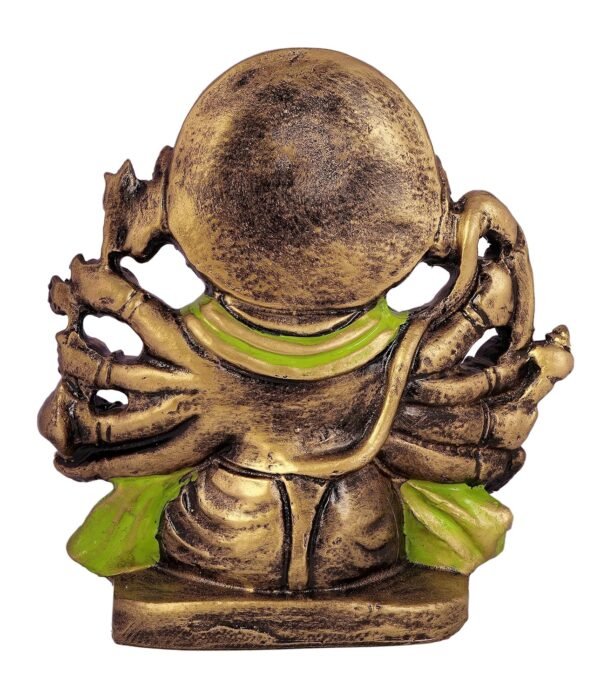 Copperhoard Multi Gold Colour Resin Panchmukhi Hanuman Murti Vintage Statue for Home Temple, 5.4 Cm