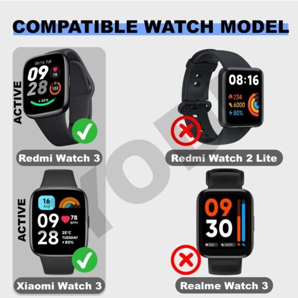 YODI Soft Silicone Classic Strap Bands for Redmi Watch 3 Active Smart Watch Only, Comfort and Flexible Straps for Men Women and Boys & Girl (BLUE-GREY)