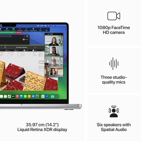 Apple 2023 MacBook Pro (14-inch, M3 chip with 8‑core CPU and 10‑core GPU, 16GB Unified Memory, 1TB) - Silver