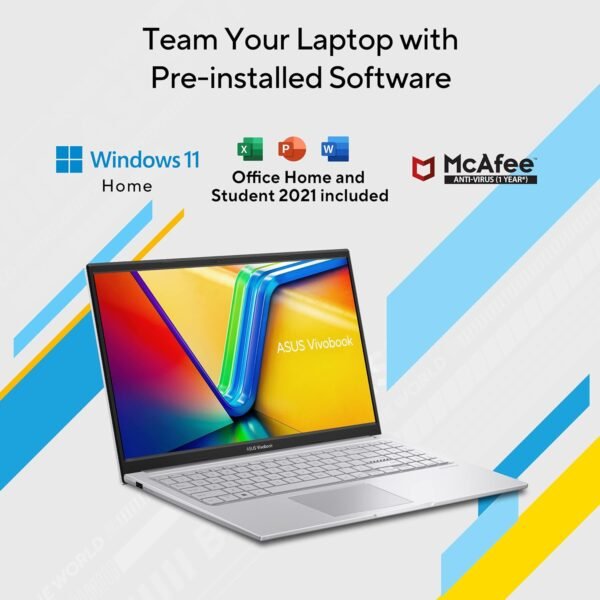 ASUS Vivobook 15, Intel Core i3-1315U 13th Gen, 15.6" (39.62 cms) FHD, Thin and Light Laptop (8GB/512GB SSD/Win11/MS Office/Backlit Keyboard/Silver/1.7 kg), X1504VA-NJ320WS + 9K Card Offer