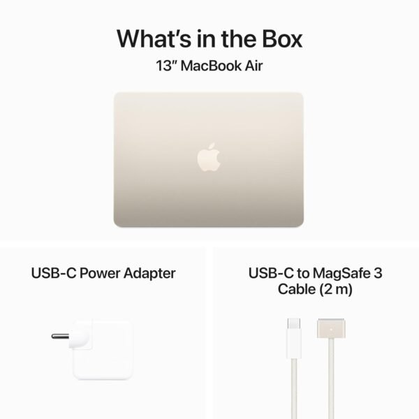 Apple 2024 MacBook Air (13-inch, Apple M3 chip with 8‑core CPU and 8‑core GPU, 16GB Unified Memory, 256GB) - Starlight