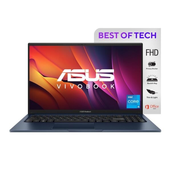 ASUS Vivobook 15, Intel Core i5-1235U 12th Gen, 15.6" (39.62 cm) FHD, Thin and Light Laptop (16GB RAM/512GB SSD/Win11//Backlit Keyboard/Blue/1.7 kg), X1504ZA-NJ541WS