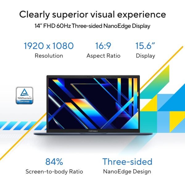 ASUS Vivobook 15, Intel Core i5-1235U 12th Gen, 15.6" (39.62 cm) FHD, Thin and Light Laptop (16GB RAM/512GB SSD/Win11//Backlit Keyboard/Blue/1.7 kg), X1504ZA-NJ541WS