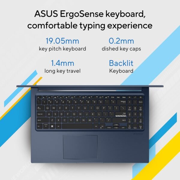 ASUS Vivobook 15, Intel Core i5-1235U 12th Gen, 15.6" (39.62 cm) FHD, Thin and Light Laptop (16GB RAM/512GB SSD/Win11//Backlit Keyboard/Blue/1.7 kg), X1504ZA-NJ541WS