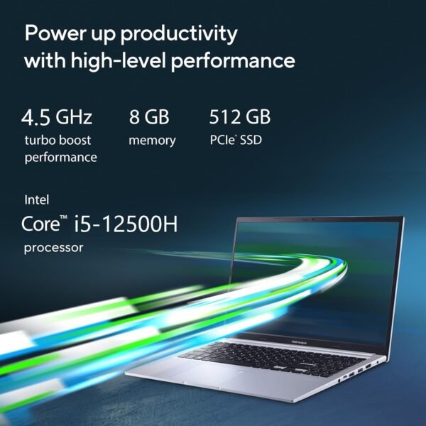 (Refurbished) ASUS Vivobook 15, Intel Core i5-12500H 12th Gen, 15.6" (39.62 cm) FHD, Thin and Light Laptop (16GB/512GB/Win11/Office 2021/Silver/1.7 kg), X1502ZA-EJ542WS