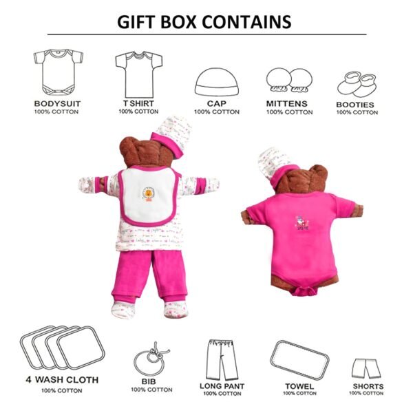 Vparents Baby Gift Box Pack of 13|Baby Care Products Gift Box | Newborn Baby Essentials | New Born Baby Gifts | Baby Shower Gift |Bitsy (Pink) 110349