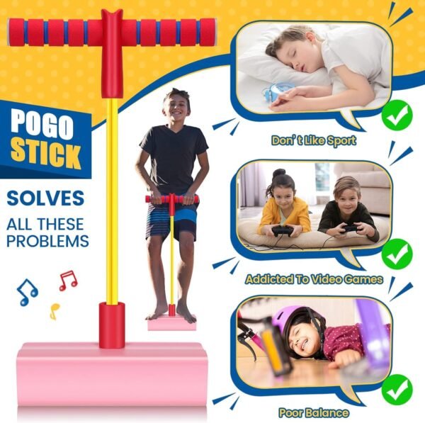 TOMATUS® Pogo Stick Foam Pogo Jumper for Kids, Toys for 3-12 Year Old Boys Girls Outdoor Toys Indoor Toys Fun Gifts, Pack of 1 (Pink)