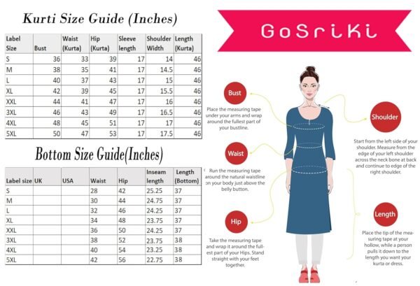GoSriKi Women's Rayon Blend Hand Block Printed Straight Kurta with Pant & Dupatta