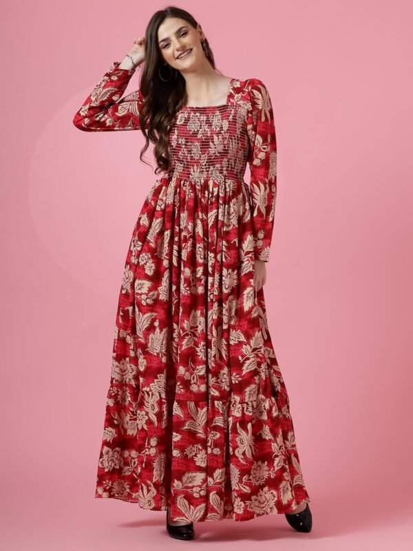 Sheetal Associates Women's Maxi Floral Print Crepe Regular Sleeves Casual Dress
