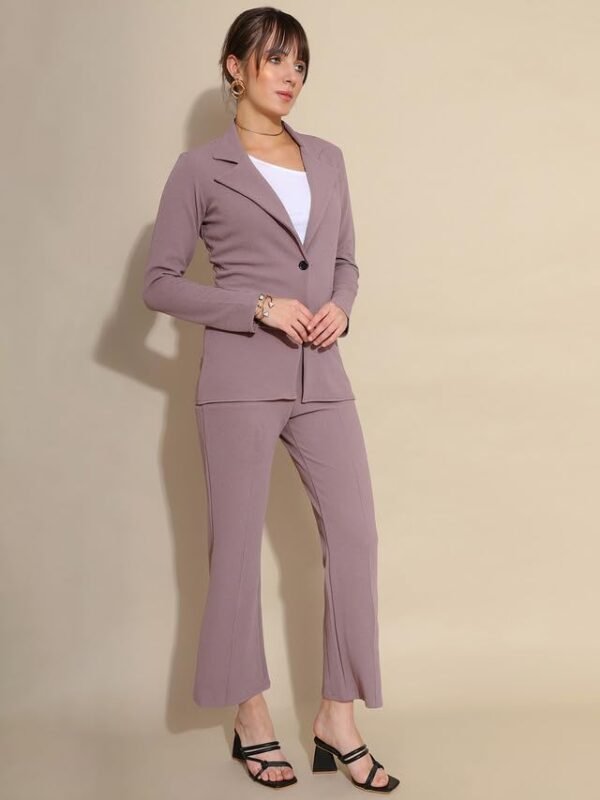 Selvia Co-ord Set for Women|Collared Neck Co-ord Set for Women| Blazer and Trouser|Solid Co-ord Set|Coat and Pant|2 Piece|Formal Co-ord Set for Women| Lycra Co-ord Set