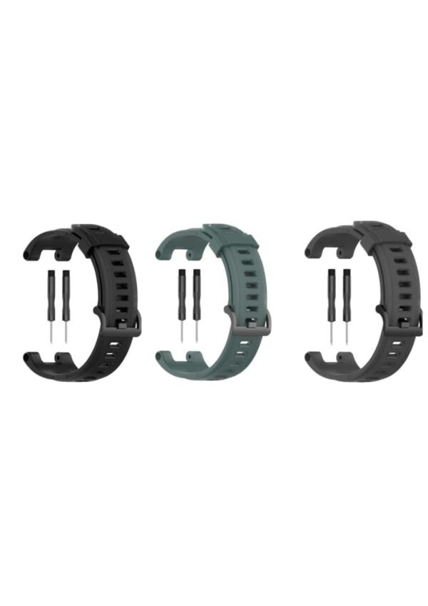 Wei International pack of 3 Sporty Silicone Strap Band For Amazfit T-Rex/Amaz fit T-Rex Pro Smart Watch Only For Men Women Boys and Girls [ Not for Any Other Models]