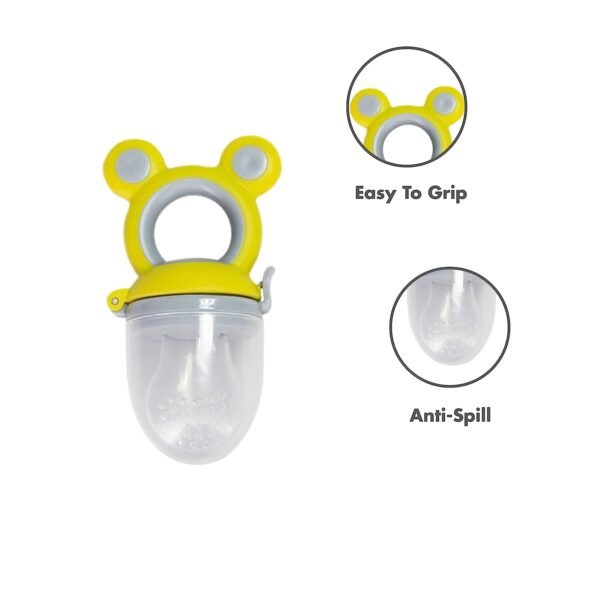 The Cheeky Kidzz Baby Silcone Fruit Vegetable Nibbler Soother Attractive Print Teether Musical Rattle Pacifier BPA Free with Essential Babycare Showergift Combo Set (Design 367)