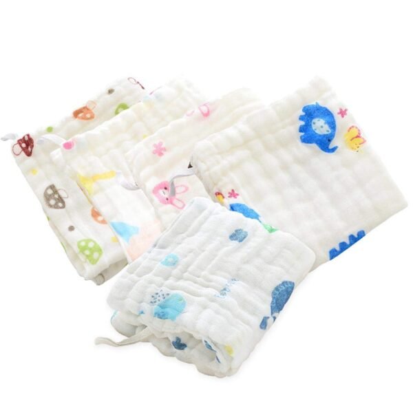 MOM'S HOME Super Soft Organic Cotton Baby Muslin Wash Cloth/Napkin 6 Layer | Hankies for Baby | 25x25 cm | (Pack of 5)