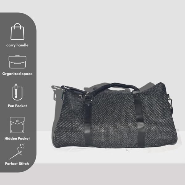 Stylish 25L Dark Grey Mesh Faux-Leather Travel Duffle & Gym Bag, Water Resistant, for Men and Women