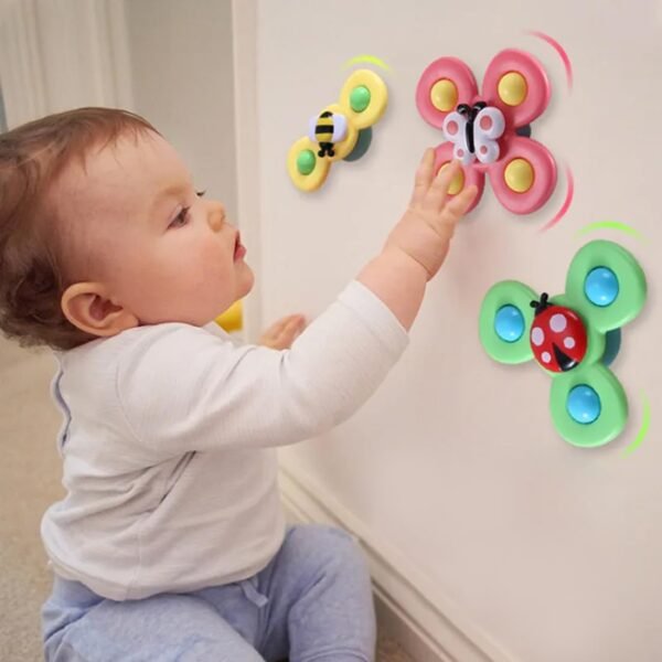 Wembley Suction Spinner Toy for Baby Bath Toys Water Toys for Kids Fidget Spinner Spinning Sensory Toddler Infant Flight Travel Toy Stick to Car Window Table Chair Birthday Return Gift for Kids 3 Pcs