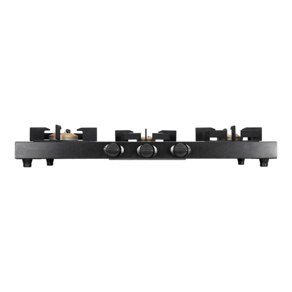 Faber Roma 3 Burner Gas Stove | 2.0.mm MS Frame Body with Diamond Coated Finish | 3 Brass Burners | Diamond Coated Pan Support & Drip Tray, Heat Resistant Metal Knobs, Manual Ignition, Black