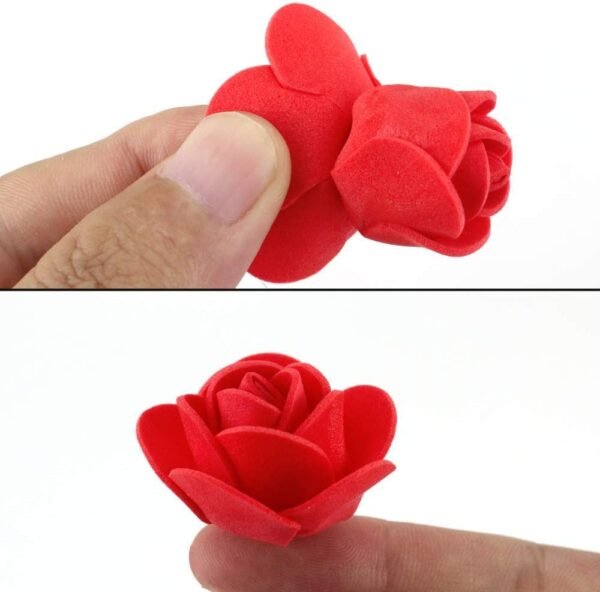 SATYAM KRAFT 50 Pcs Artificial Rose Fake Flowers Water Floating Flowers,Festival and Events, Home, Bedroom, Anniversary, Deepawali Decoration Items and DIY Craft (Foam Material) (Red)
