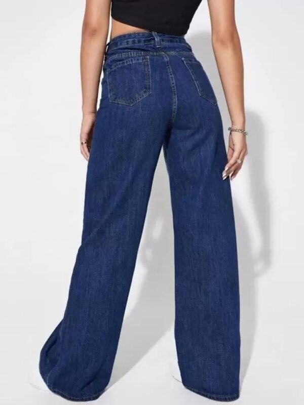 Glossia Fashion High Waist Straight Fit Jeans for Women Cotton Lycra Stretchable Wide Leg Denim (WJ21-1205-$)