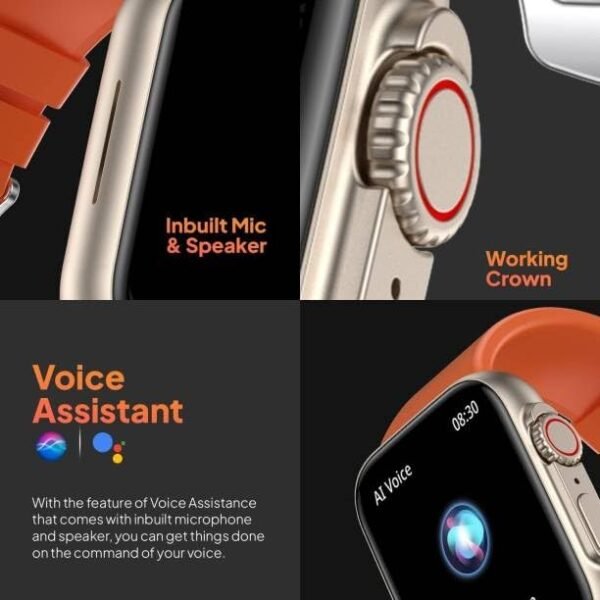 Ducncon T800 Ultra Smart Watch 1.99" Series 8 with Wireless Charging Smartwatch, Compatible for Apple & Android -Bluetooth Call, Fitness Tracker, Voice Assistance (Orange)