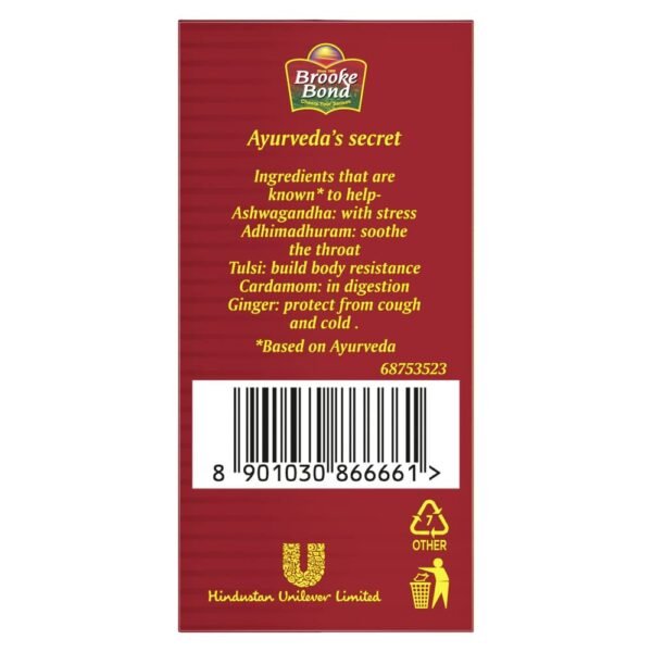 Brooke Bond Red Label Ginger, Brooke Bond 3 Roses Natural Care Tea, With 5 Ayurvedic Ingredients, 100 Gram, Powder