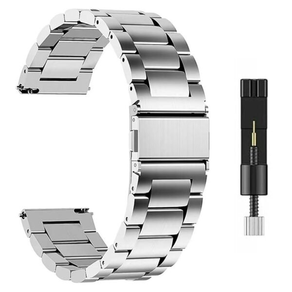 Watch Strap Luxury Stainless Steel Metal Compatible for Carlson Raulen Thunder Series Smartwatch Band Silver