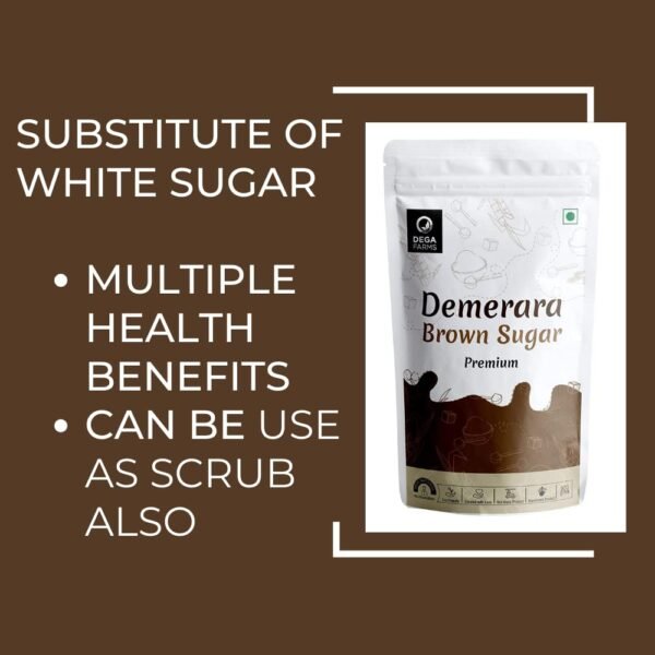 Dega Farms Brown Sugar 100% Organic Sugar Pure, Natural & Refined Cane Sugar Substitute of White Sugar with Multiple Health Benefits - Rich in Minerals - 500GM