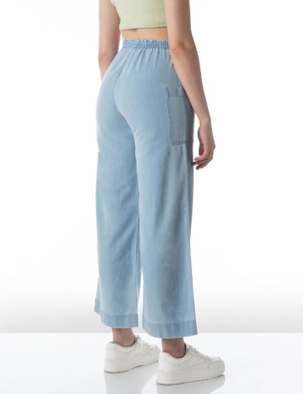 INKD Women's Wide Leg Jeans - High-Rise |100% Cotton| Enzyme Wash | Elasticated Waistband