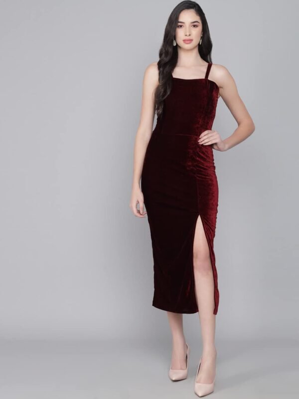 Vaararo Women's Velvet Bodycon Maxi Party Dress