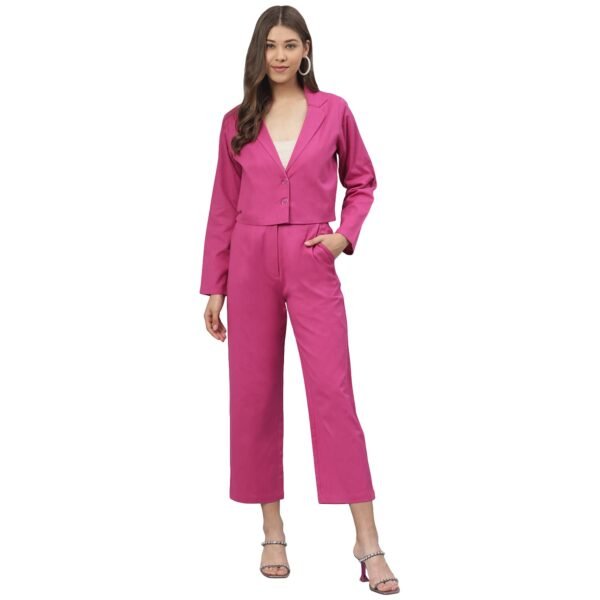 DEEBACO Women's Cotton Relaxed Fit|Cord Set for Women Western Suit|Suit Set|Two Piece Dress for Women Western|Dress for Women|Coord Sets|Two Piece Outfit|Dress for Girls (Magenta, Black)