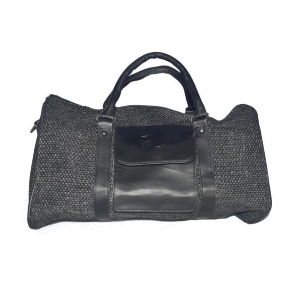 Stylish 25L Dark Grey Mesh Faux-Leather Travel Duffle & Gym Bag, Water Resistant, for Men and Women