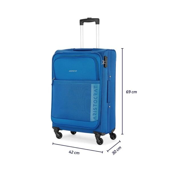 Aristocrat Baleno 69 Cms Polyester Soft Sided Medium Size 4 Spinner Wheels Trolley Bag - Blue
